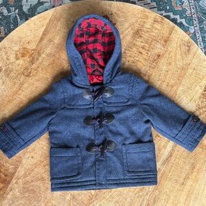 Wool Toggle Peacoat Buffalo Plaid Lining || GAP